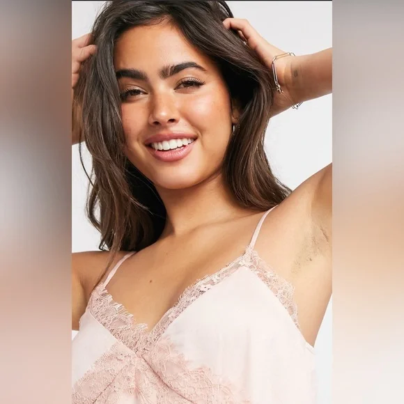 River Island Lace Detail Cami in Mauve to Cream NWT UK SZ 14 converts to US 8 ?? - Picture 5 of 14